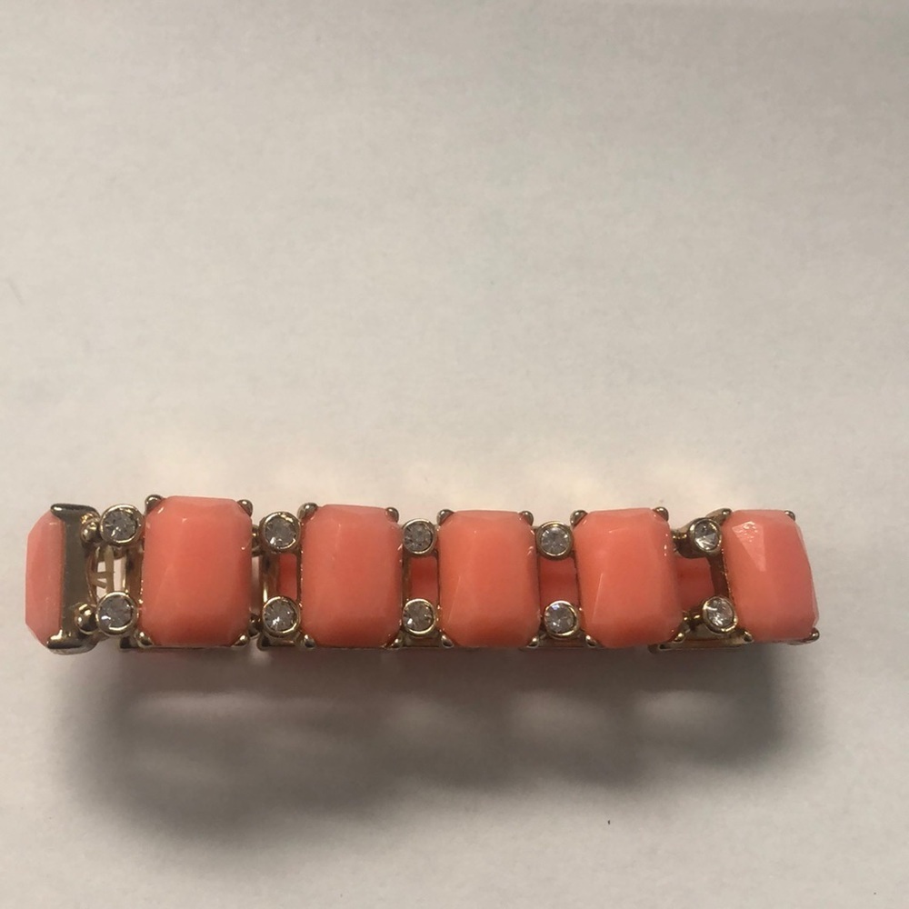 Coral and gold bracelet with Rhinestones